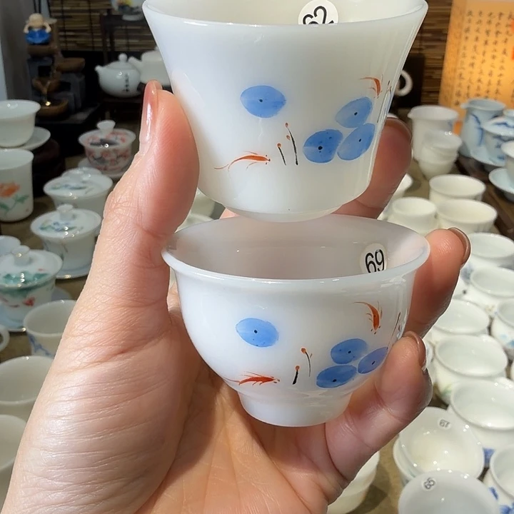 璞玉手绘釉上彩对杯62+69