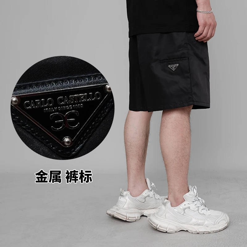 【透气休闲亮面男士短裤】斯卡图25年凉爽五分裤简约黑色下装