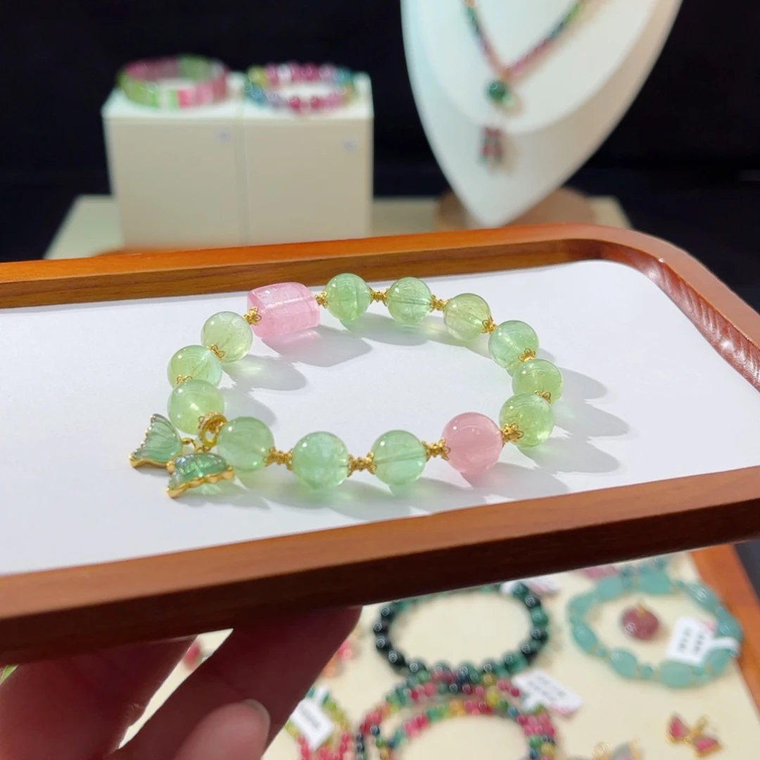 碧玺手串18K金镶嵌手串