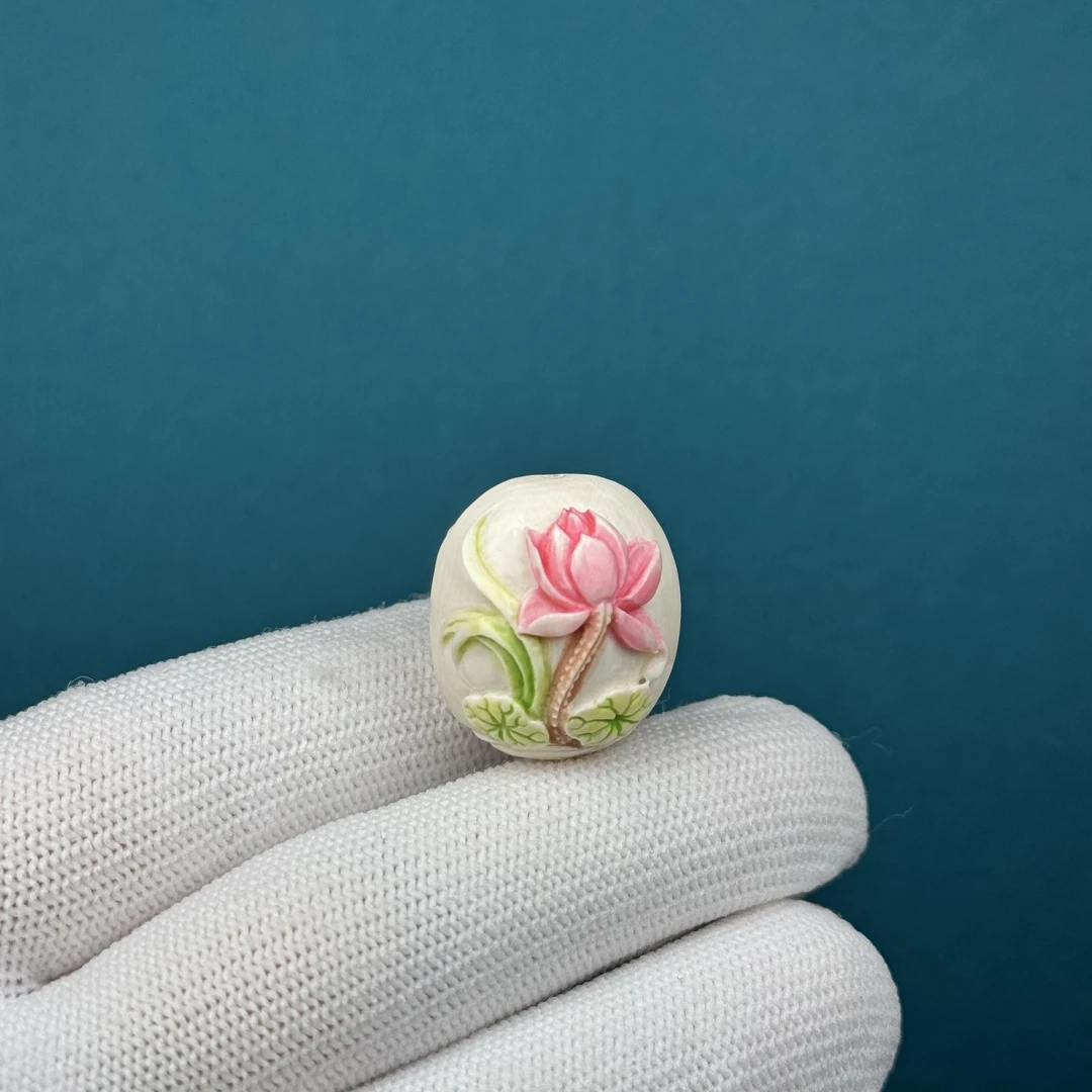 H31-36天然猛犸牙 彩绘雕刻珠约19*22mm支持鉴定假一罚四