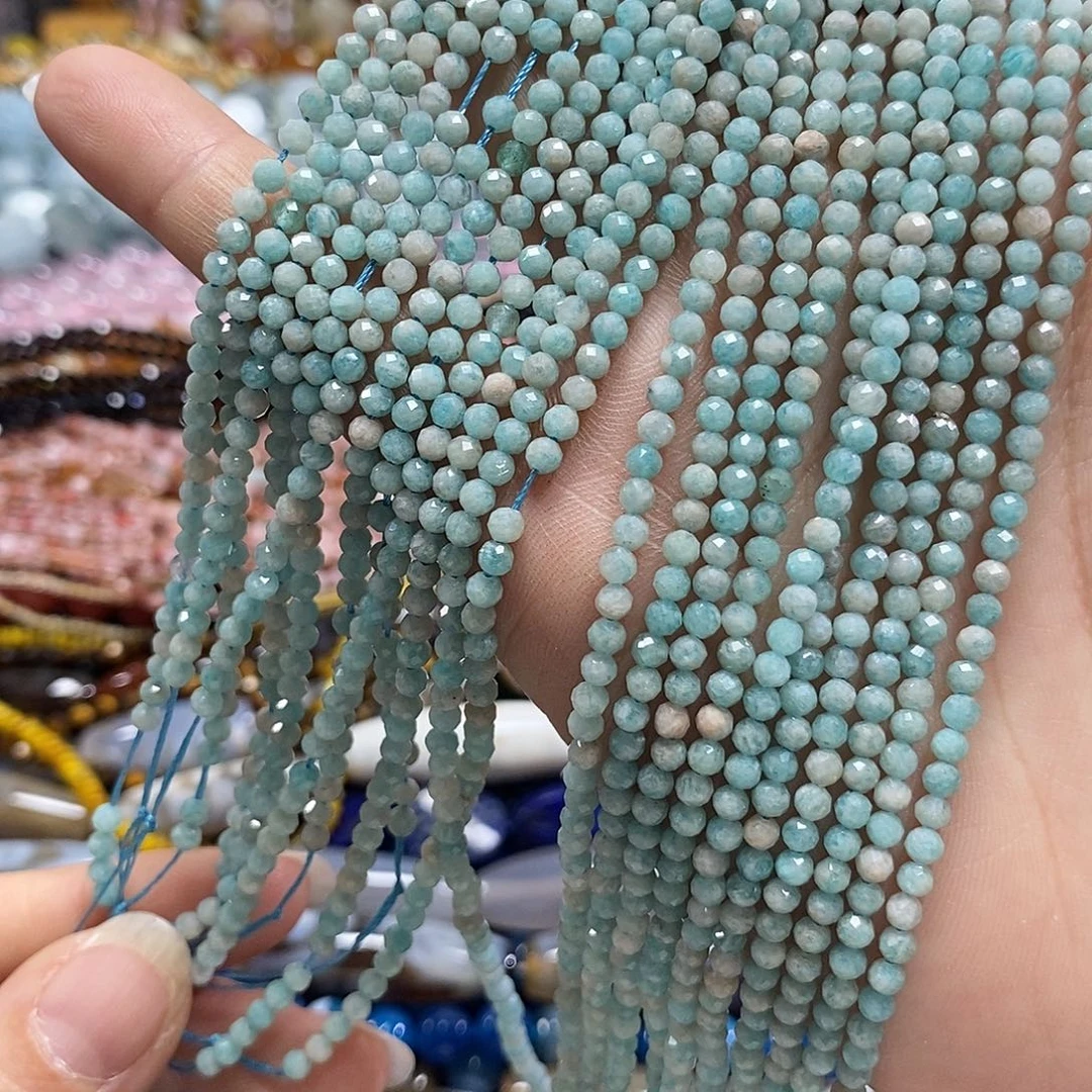 玛瑙/玉髓未镶嵌珠宝半成品天河石卡3mm到手两条