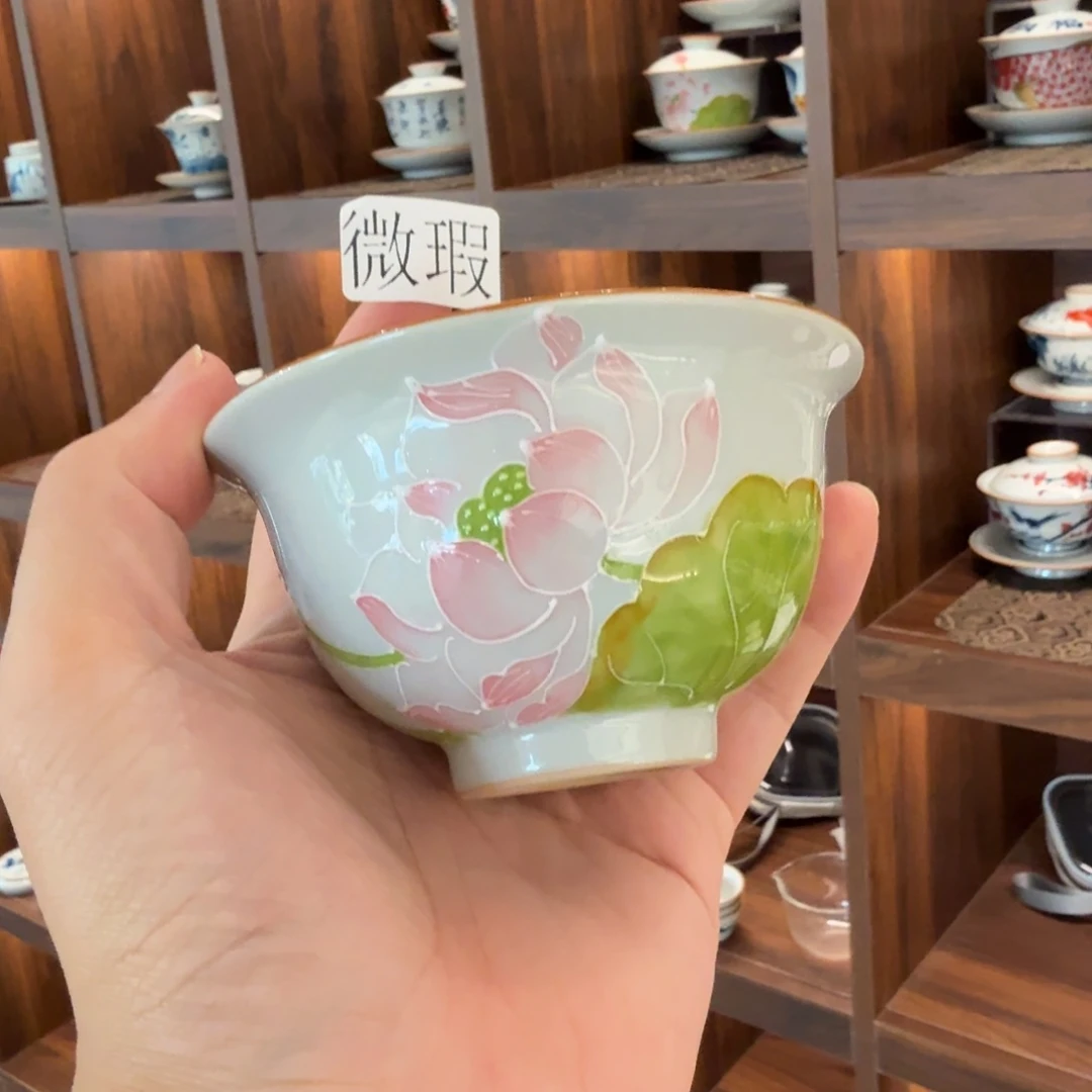 釉下手绘茶具微瑕