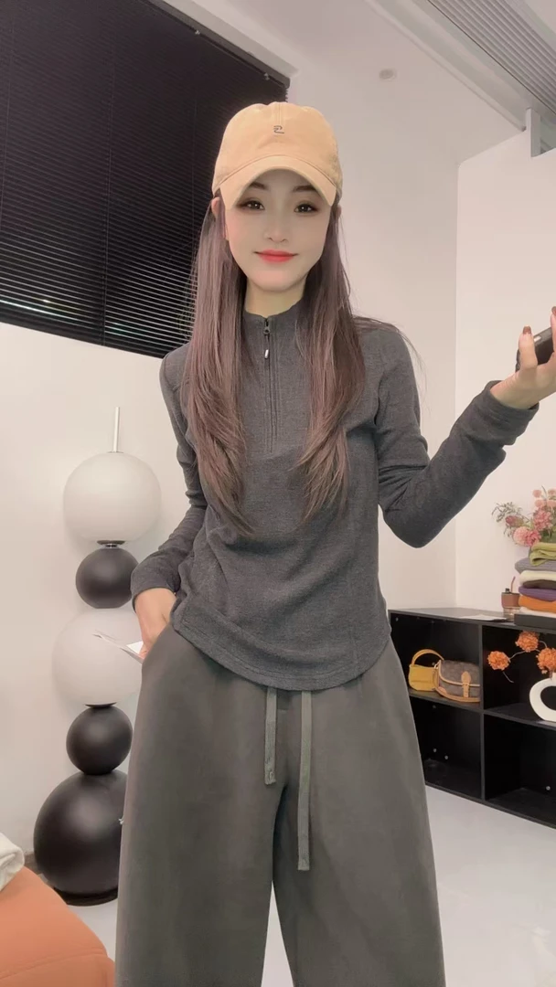 6195【蝶谷】简约半拉连德绒T恤