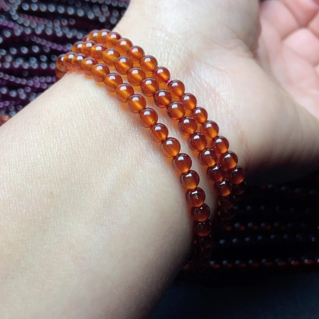 未镶嵌手链石榴石4.6橙红色