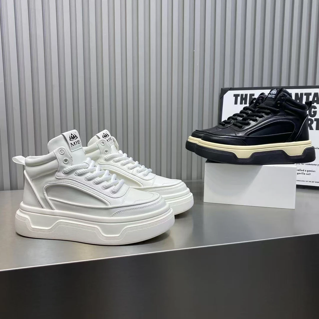 2024冬季时尚新款加厚高帮百搭潮流舒适增高休闲男鞋（皮鞋码）