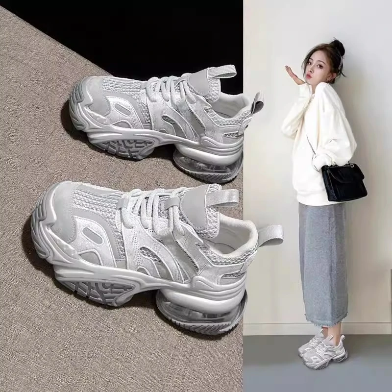 7cm厚底增高老爹鞋女2026春秋新款百搭运动小个子真皮轻奢休闲鞋