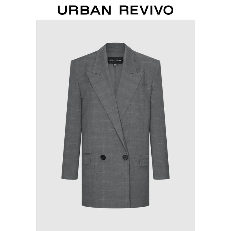 【秀场同款】UR2025秋季新款女装气质通勤格纹西装UWJ150102