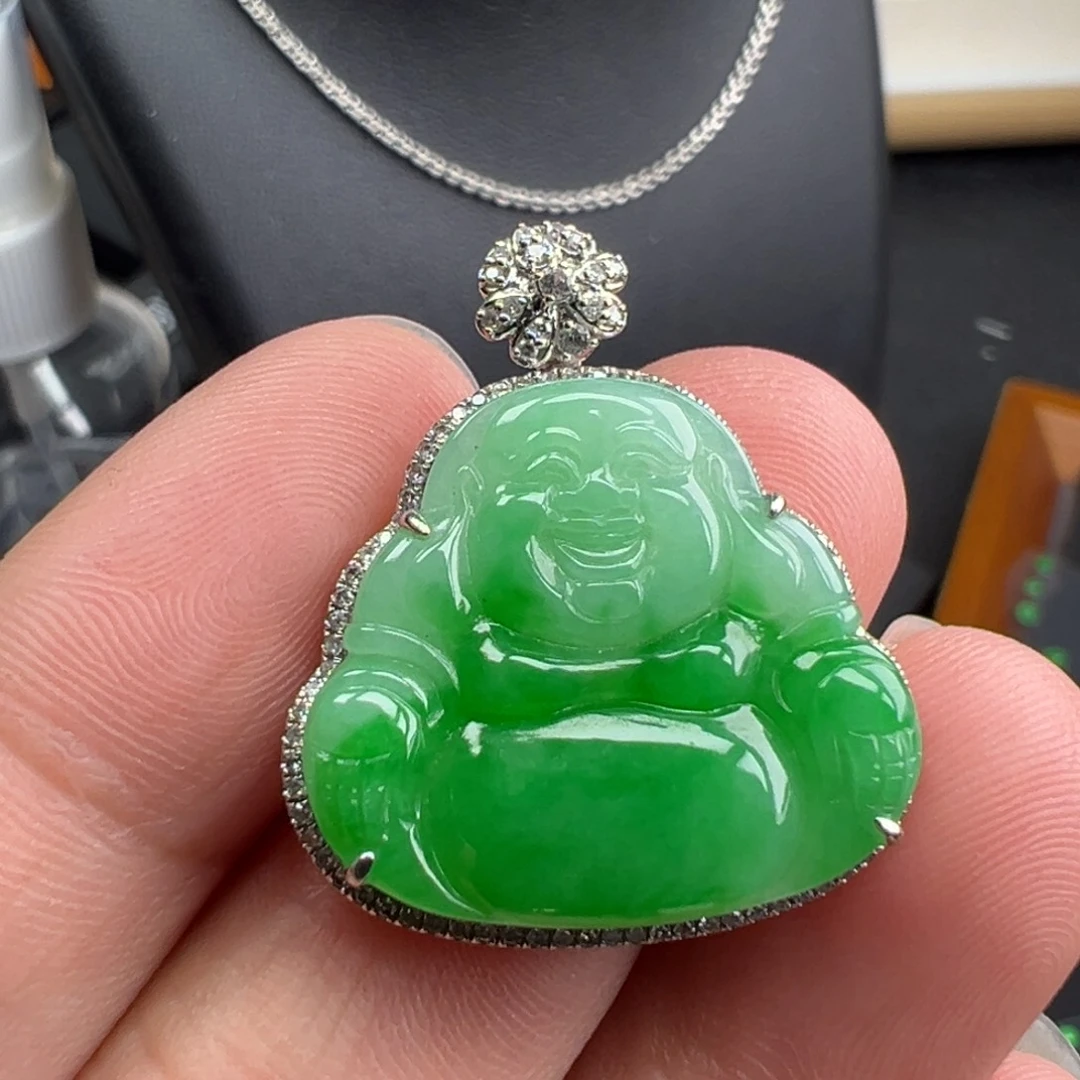 翡翠18K金镶嵌颈饰佛20