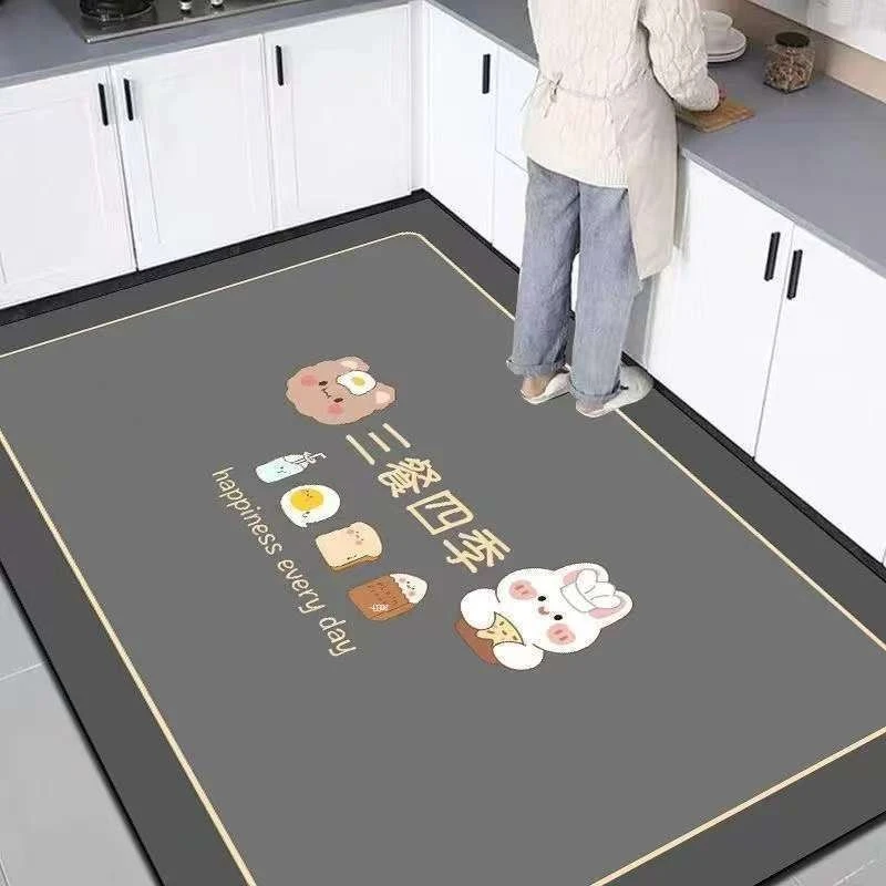 新疆西藏包邮硅藻泥厨房专用地垫简约吸水防滑防油耐脏家用大面积