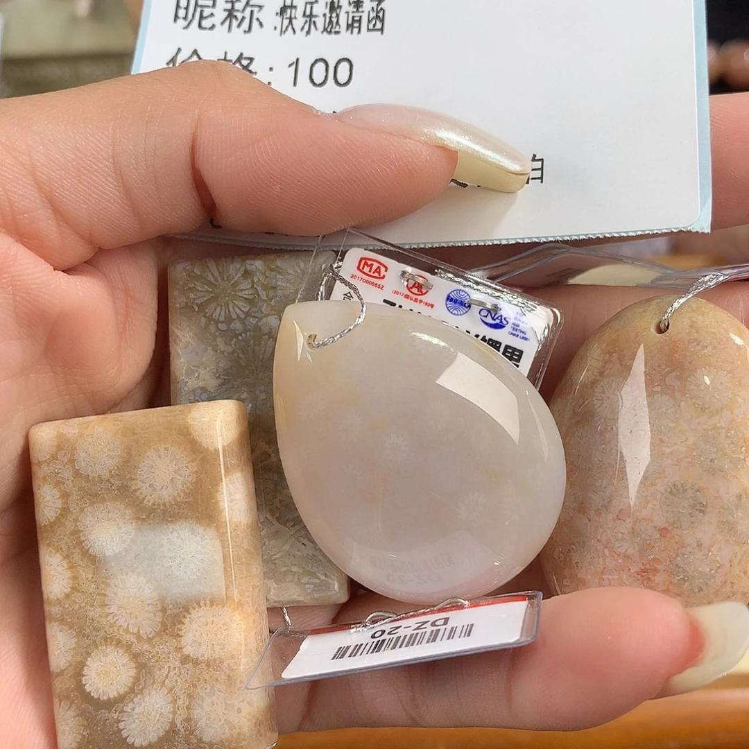 快***函吊坠(赠链)未镶嵌硅化珊瑚（珊瑚玉）