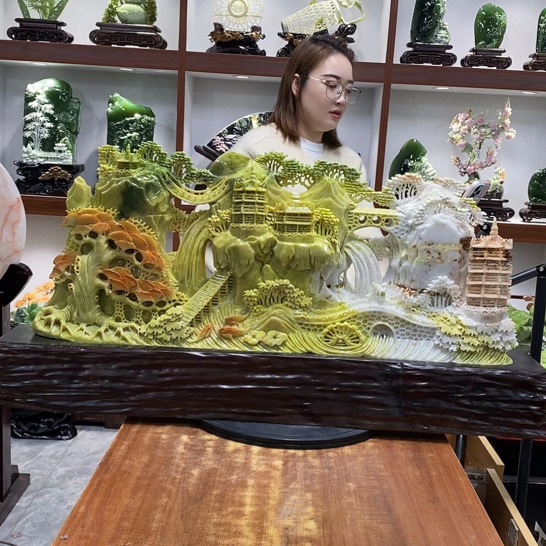 沈***）玉山水摆件 玄关摆件