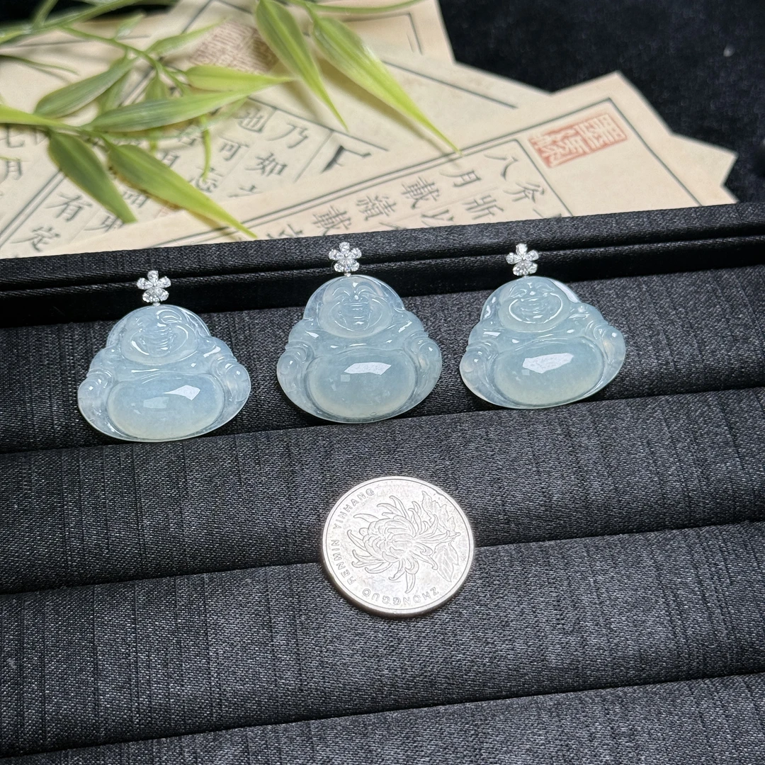 思懿珠宝 18K翡翠佛公吊坠约31*28*6mm-010855-多样性发一