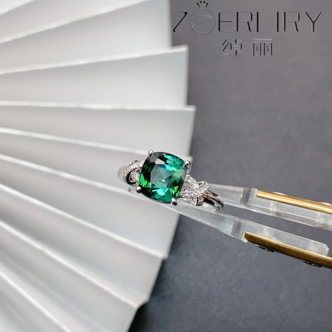 绰丽彩宝18k金镶嵌钻石天然碧玺戒指 主石：2.64克拉