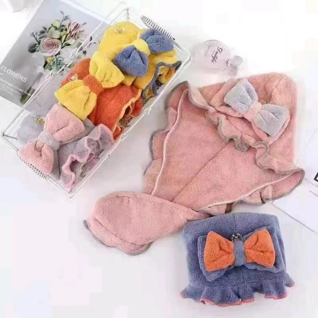 《新疆包邮》加厚珊瑚绒吸水干发帽