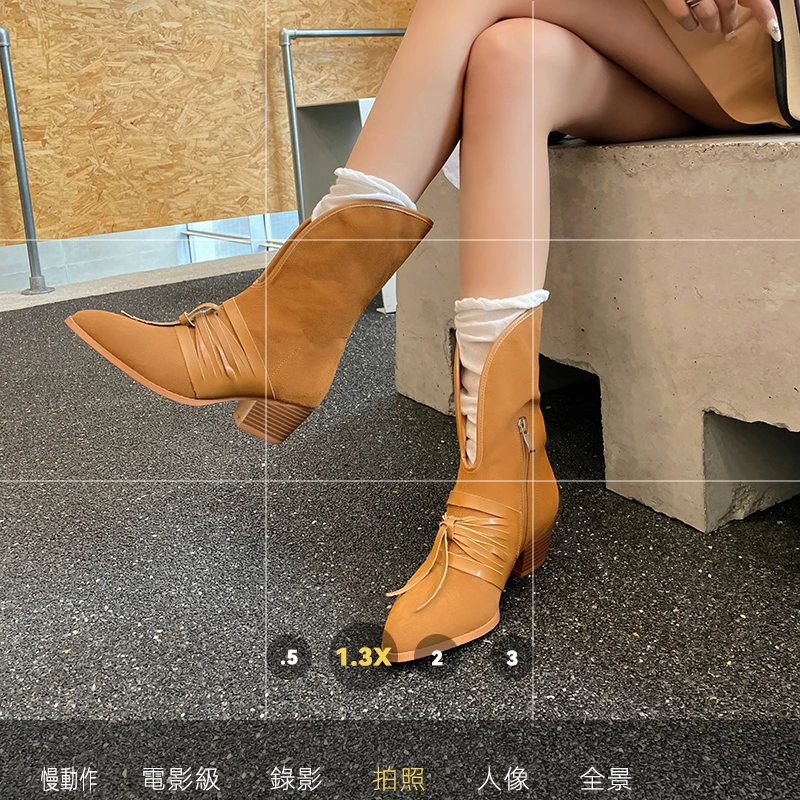 8108/5.5cm法式小众时尚高跟复古百搭皮带扣马丁靴子秋冬短靴子