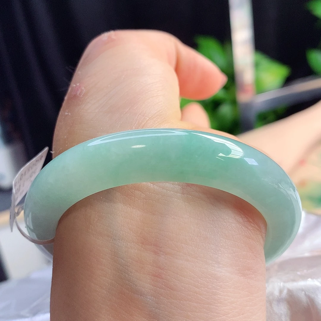 未镶嵌手镯翡翠54-55圈口小甜果绿清爽宜人17号