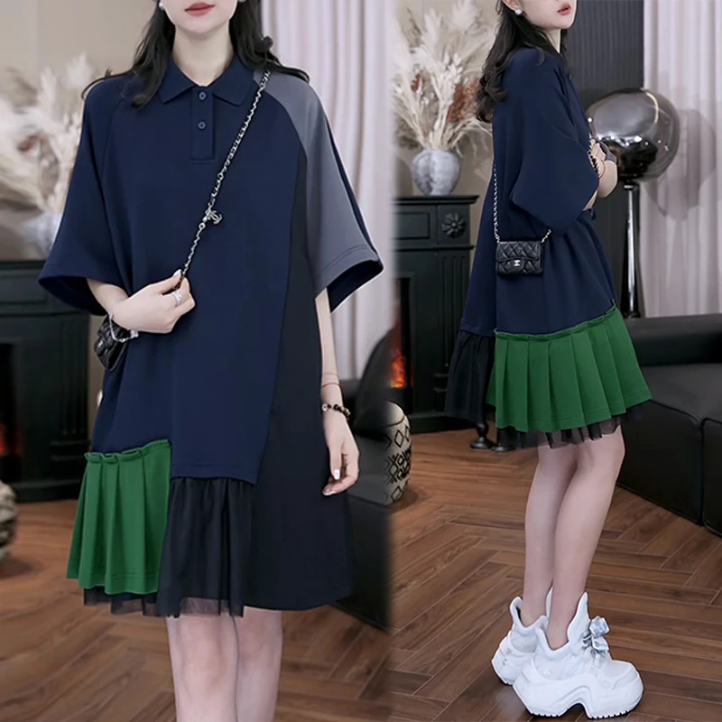 时尚复古宽松显瘦气质优雅连衣裙女2025新款夏季短款A字裙子