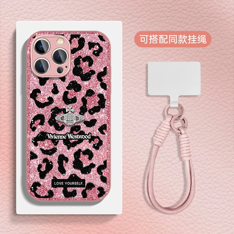 适用于苹果16华为OPPO小米VIVO潮流简约金属漆小羊皮手机壳HA0399