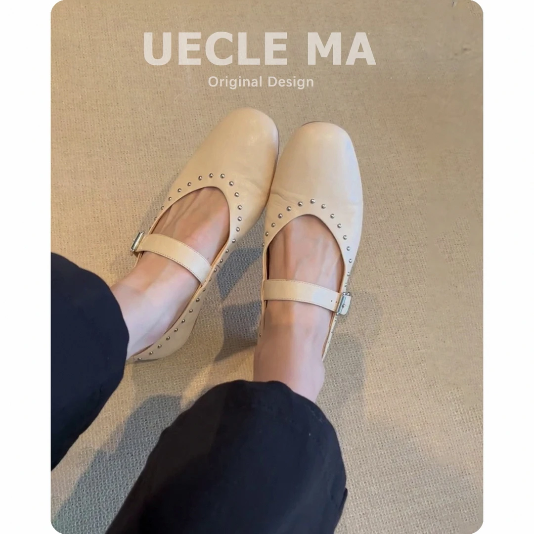 2025新款软皮鞋子~法式单鞋女平底新款芭蕾鞋一字带复古玛丽珍鞋