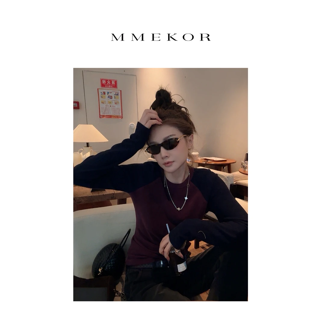 MMEKOR“极光蓝莓”T恤 2025新款秋款活力常青藤百搭长袖 31066