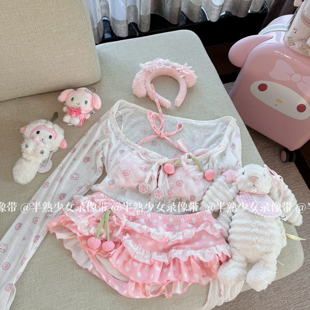 原创款「奶兔爪爪」纯欲女萌妹微透蕾丝防晒衫海边外套罩衫