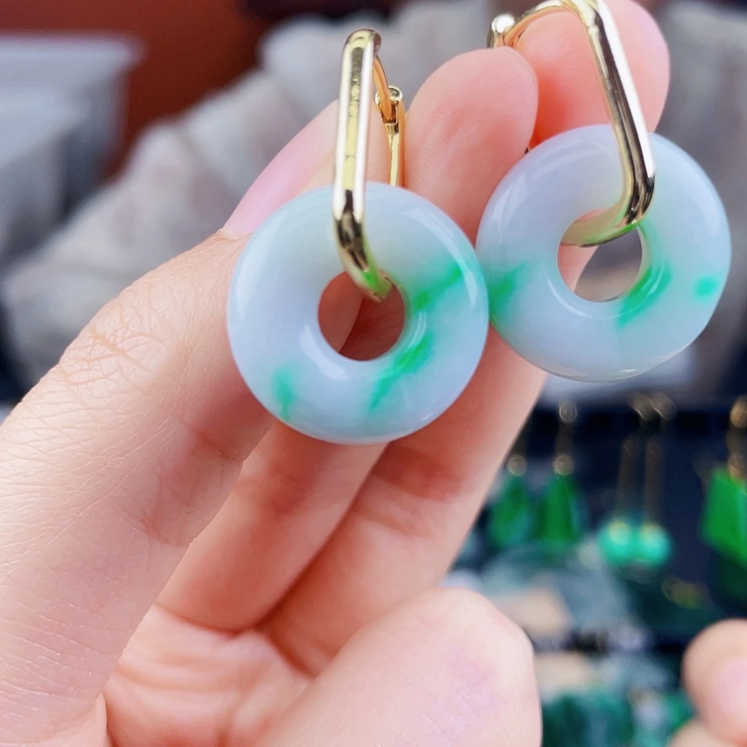 翡翠未镶嵌耳饰饰品