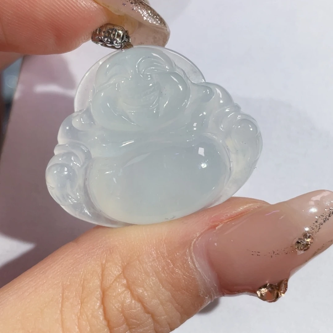 翡翠颈饰18K金镶嵌佛公
