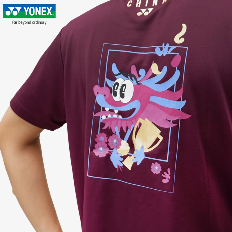 尤尼克斯2025新羽毛球服男女款短袖T恤速干透气运动服1159225BCR