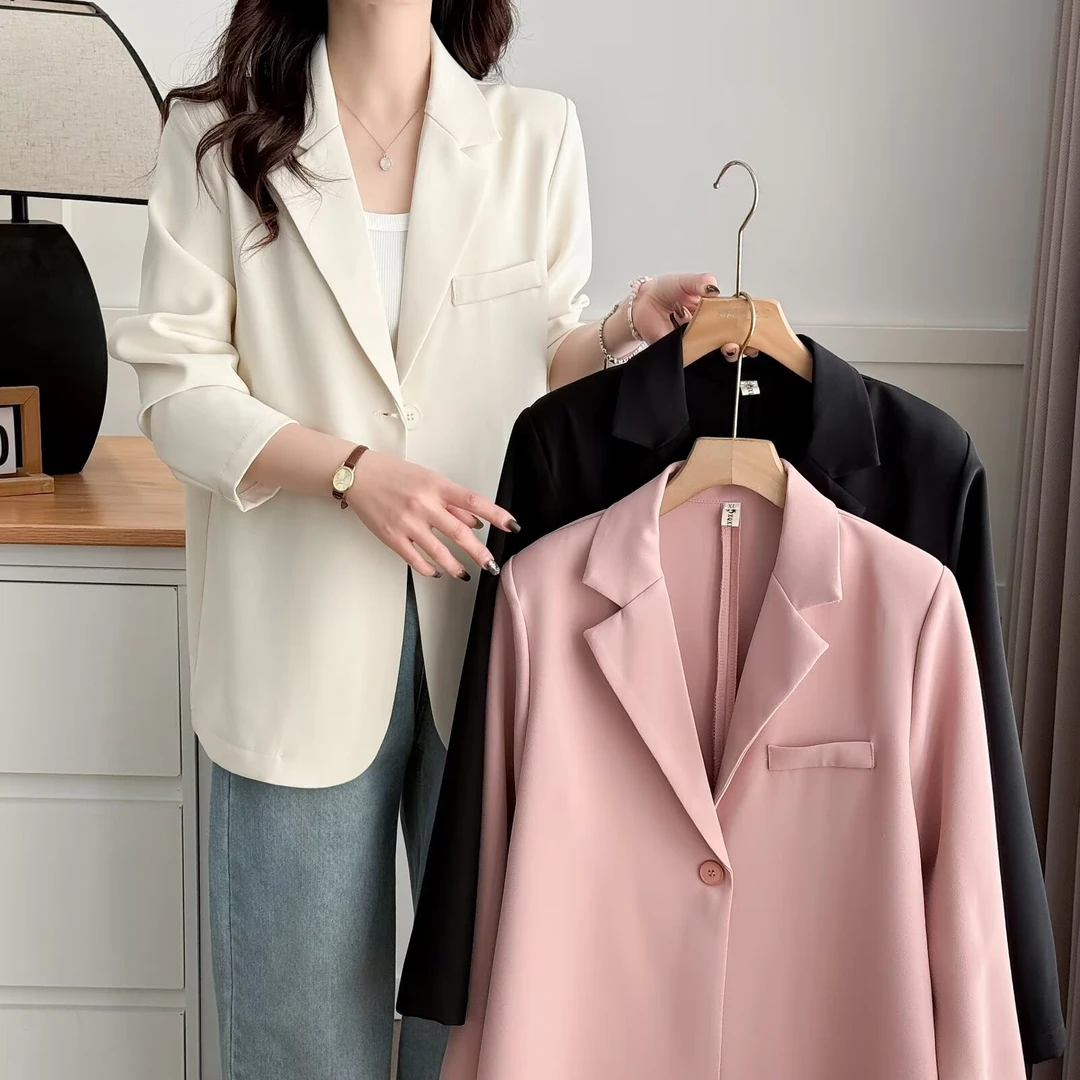 简约通勤纯色常规西服领西装时尚百搭薄款长袖网红小众