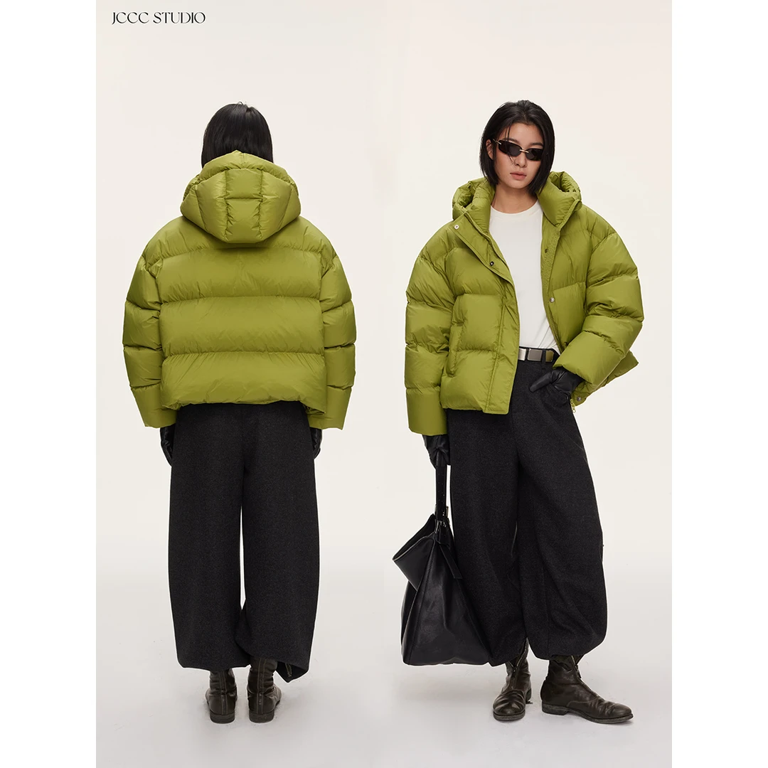 JCCC影子【黑标/生机之绿】黄绿色90白鹅绒连帽短羽绒外套JE5PYW11