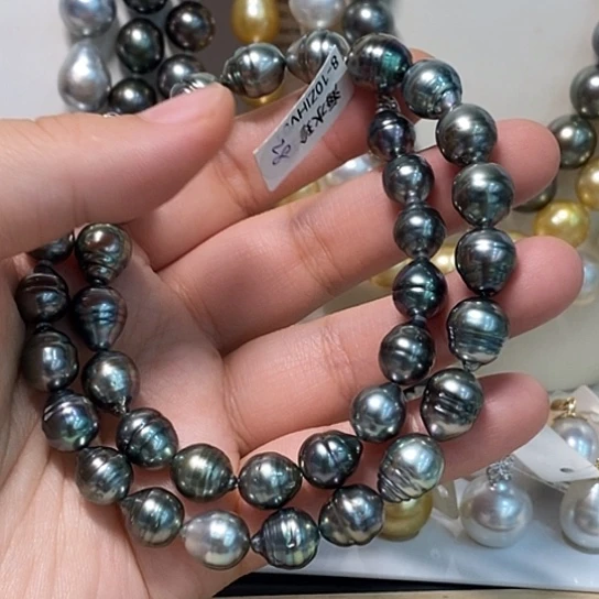 银S925镶嵌海水珍珠颈饰8-10