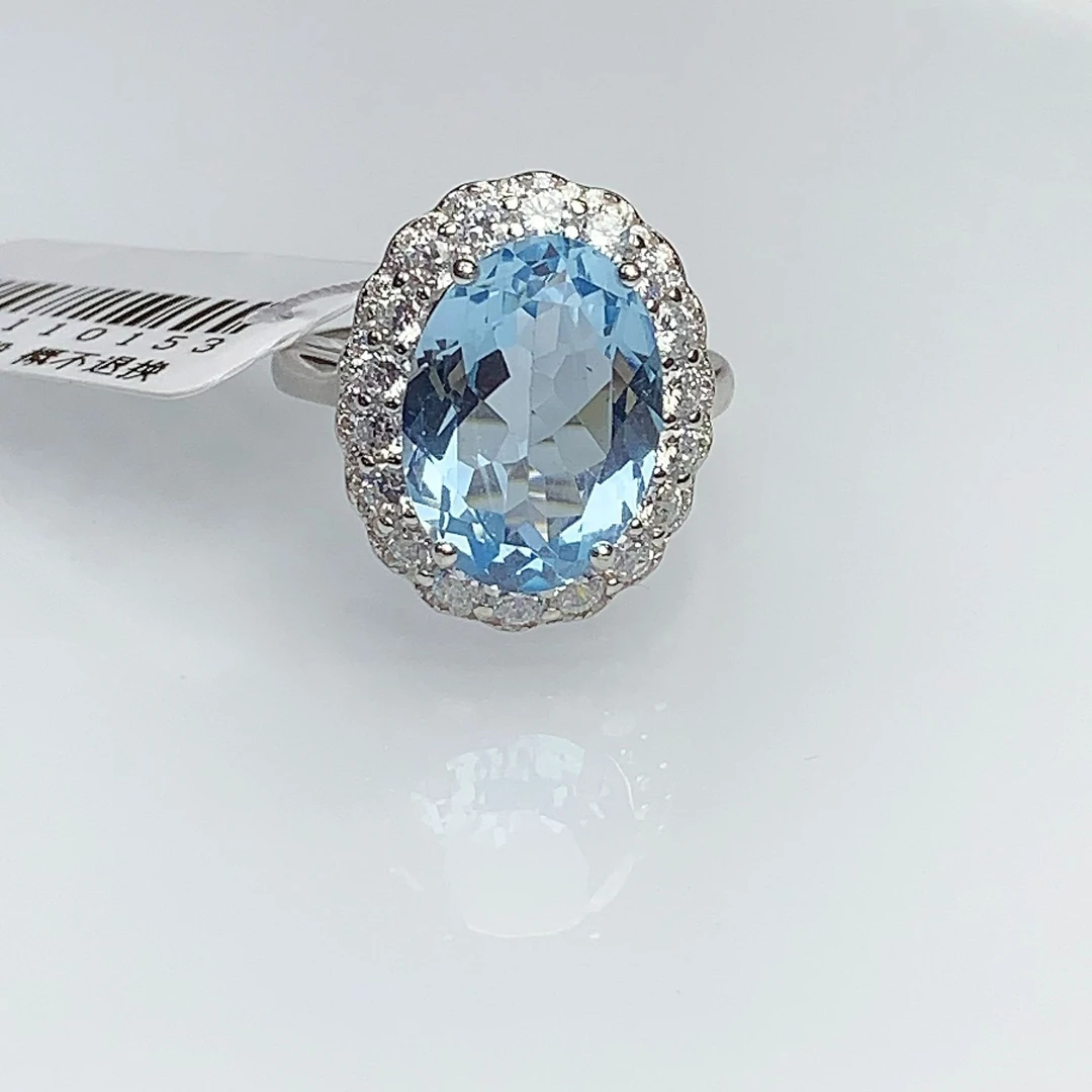 【慧儿专属】新款天空蓝托帕石鸽子蛋戒指925银多样性发12412110153