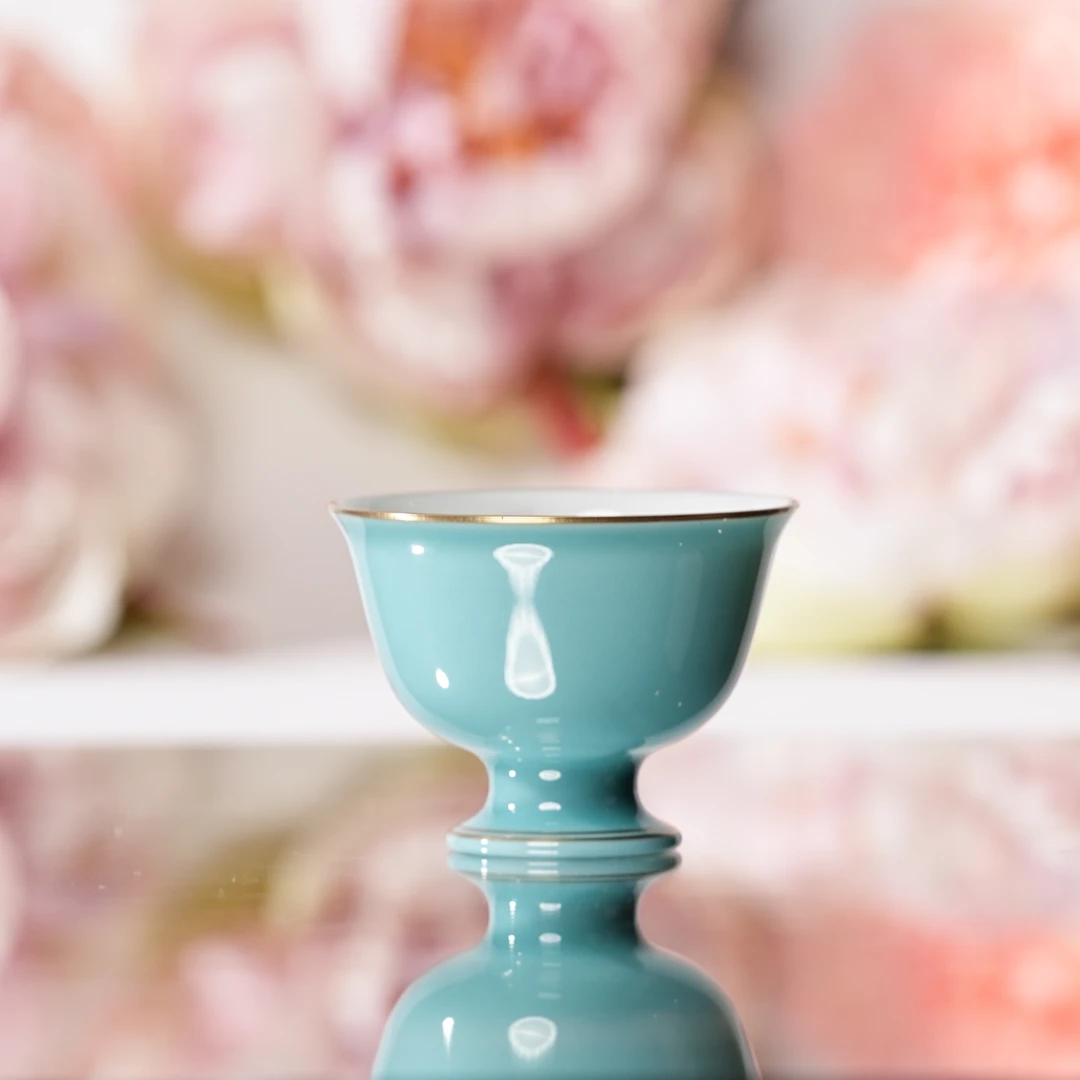 华隐堂  天水碧万花高足杯   功夫茶具茶配茶具