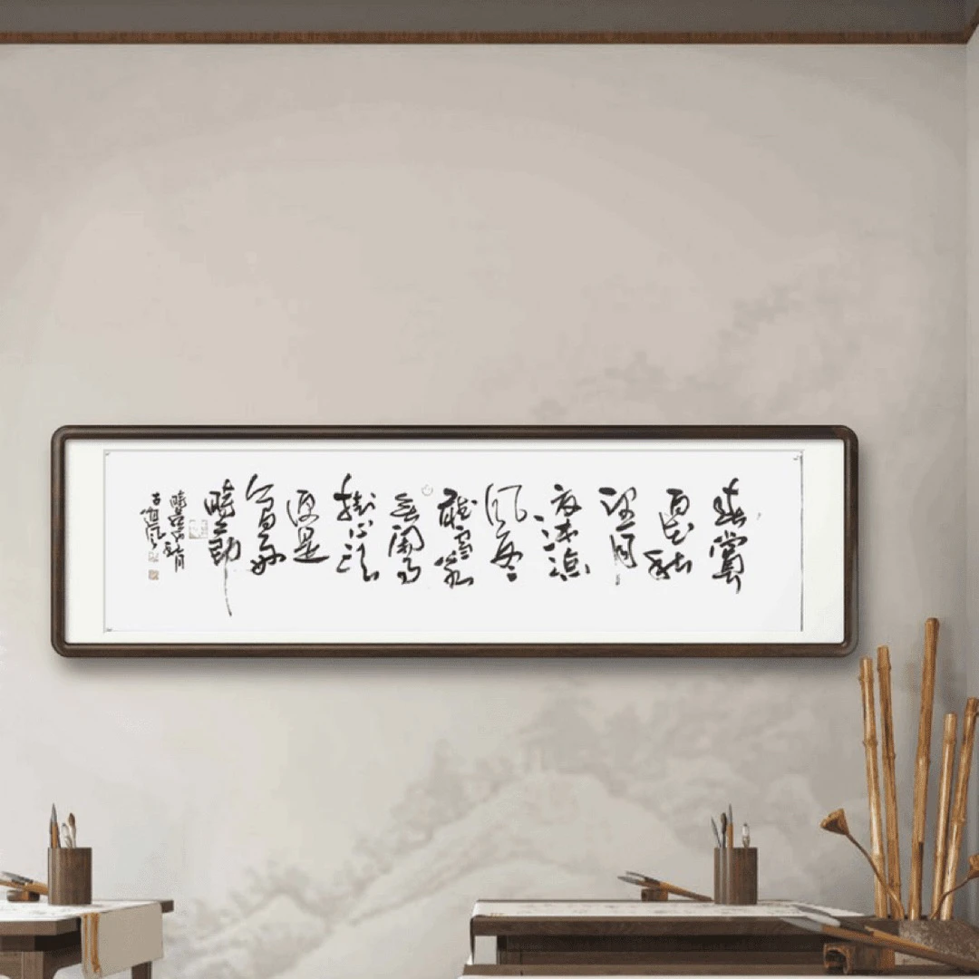 张建省（春赏百花）六尺对开书法作品