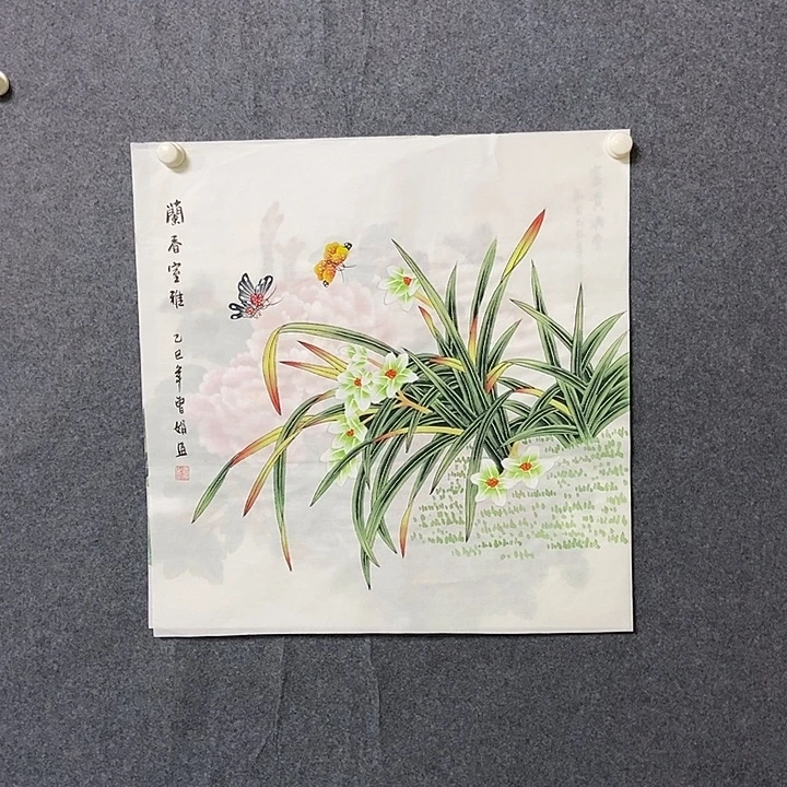 国画四尺斗方工笔花鸟一幅