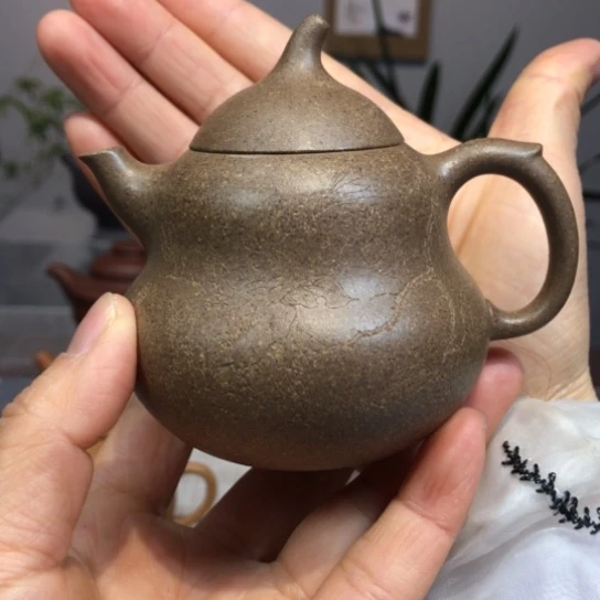 紫砂茶壶精工葫芦青降坡泥140c c