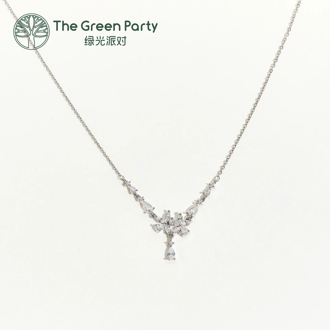【流光仙子】TheGreenParty双蝴蝶花朵水滴项链