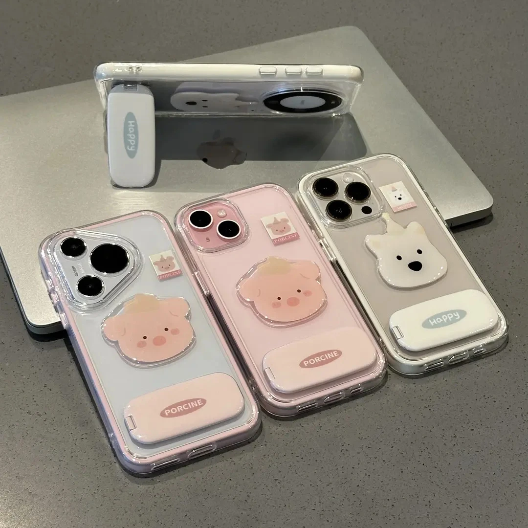 欧克里里粉猪西高地支架适用苹果16手机壳华为P70vivo小米14oppo