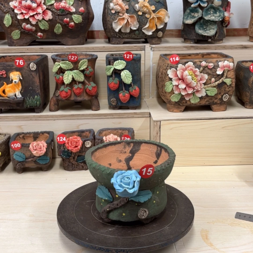 【闪购商品】紫砂花盆15号内口14.5外高12