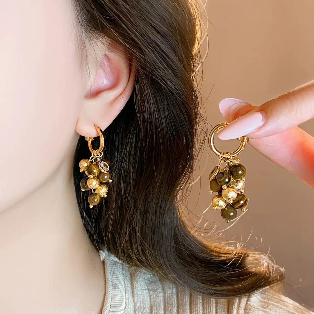 铜合金耳饰 文艺气质耳环小众几何图案精致轻奢水果女气质N3552