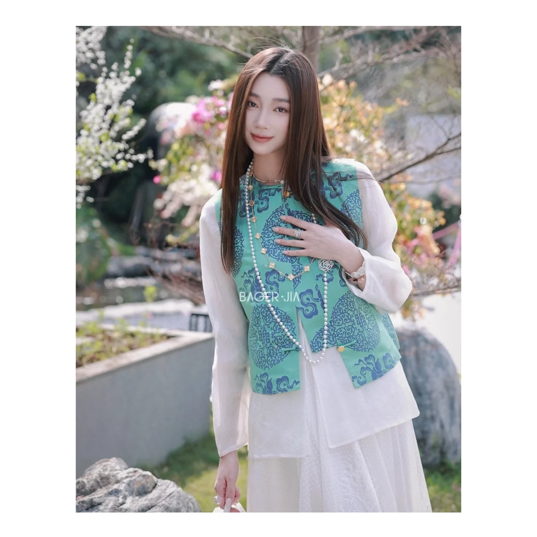 10-【葫芦寿喜】宝儿家含幂BJ69325102春季款穿搭花蕾缎国风马甲