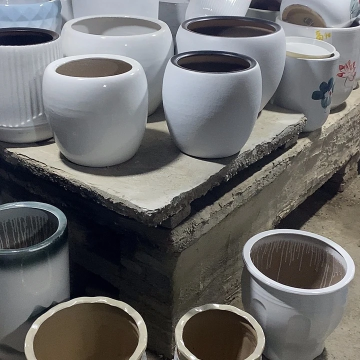 轻***甜高温烧制特价到手两套陶瓷花盆