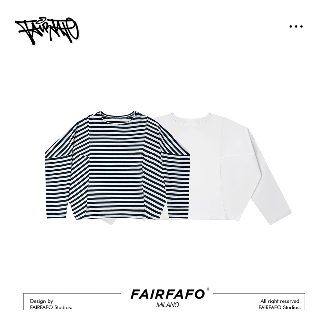 【慵懒廓形长袖衫】YSCX57250早秋新款宽松显瘦日常百搭条纹长袖T恤