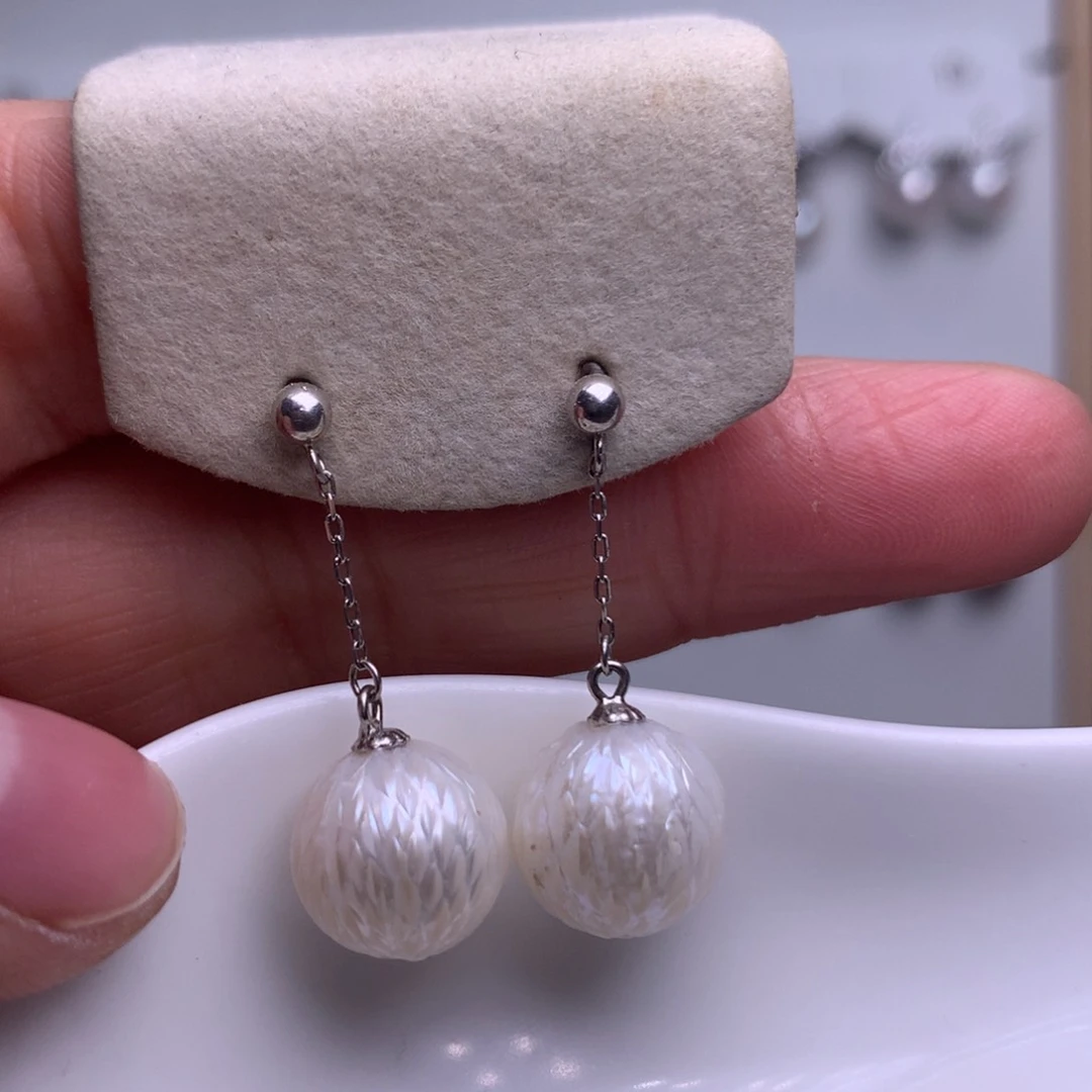 银S925镶嵌耳饰淡水珍珠