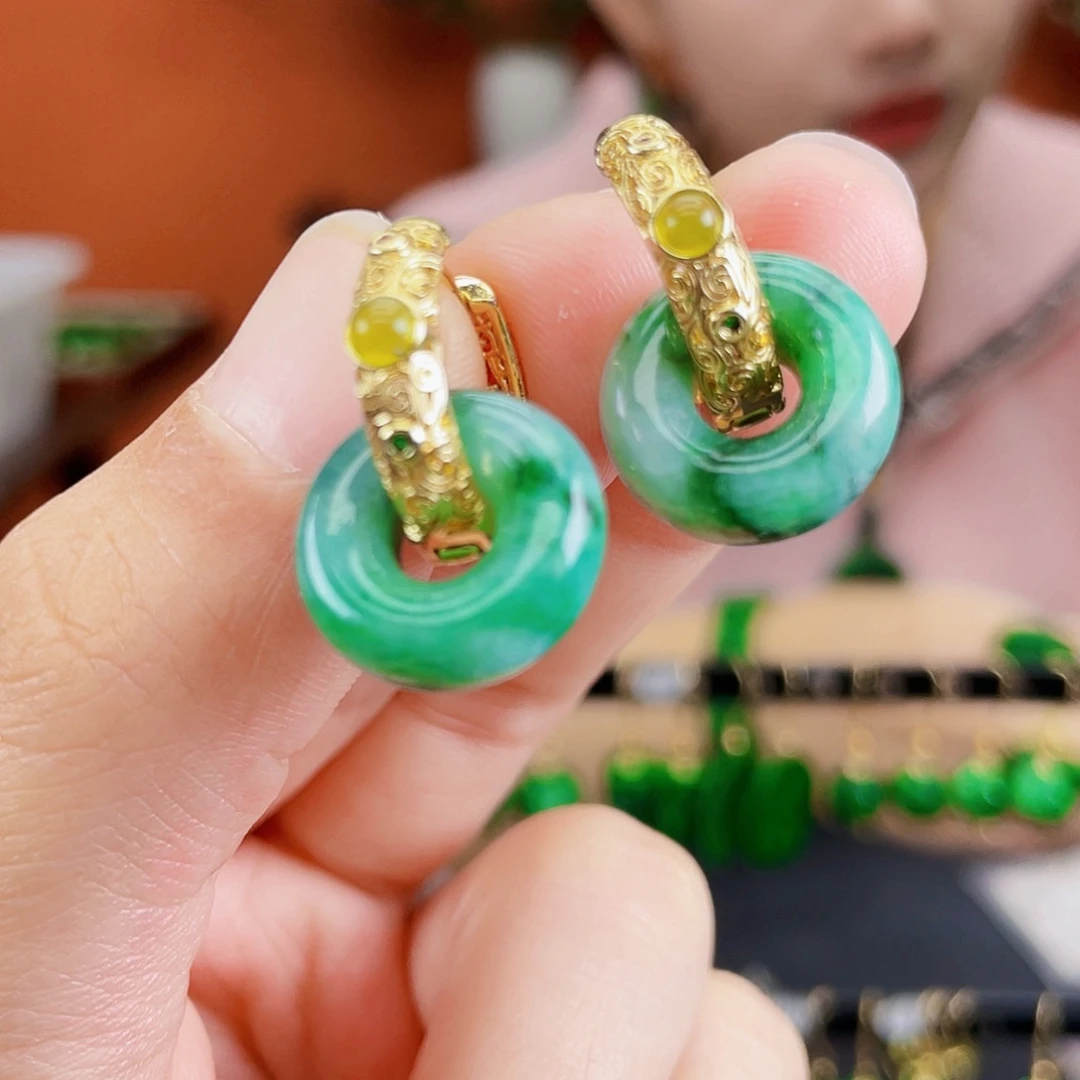 翡翠未镶嵌耳饰饰品
