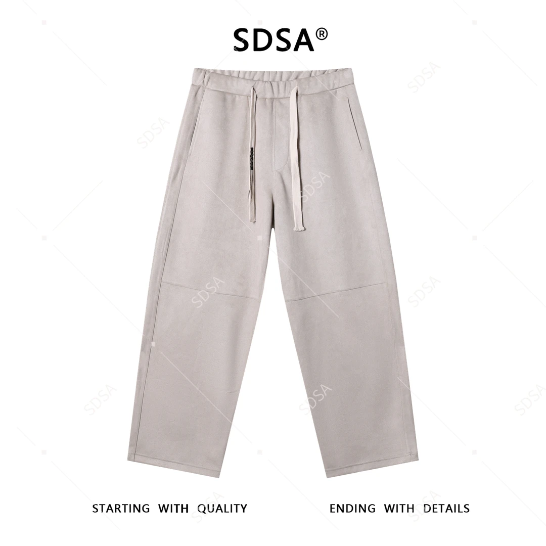 SDSA男士秋冬新款痞帅男装潮牌绒面抽绳松紧直筒休闲裤百搭时尚