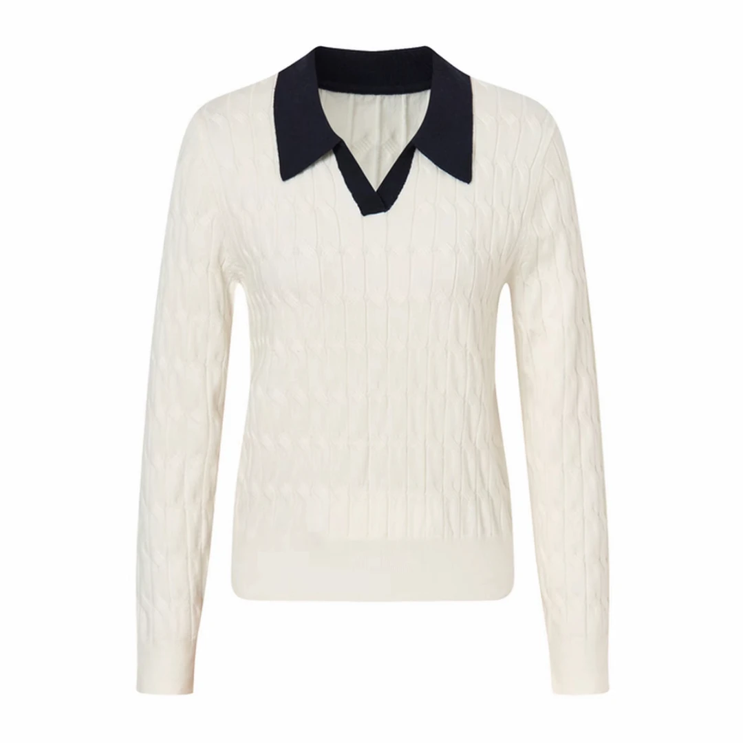 秋季毛针织衫毛衫厚款显瘦长袖针织POLO领时尚翻领