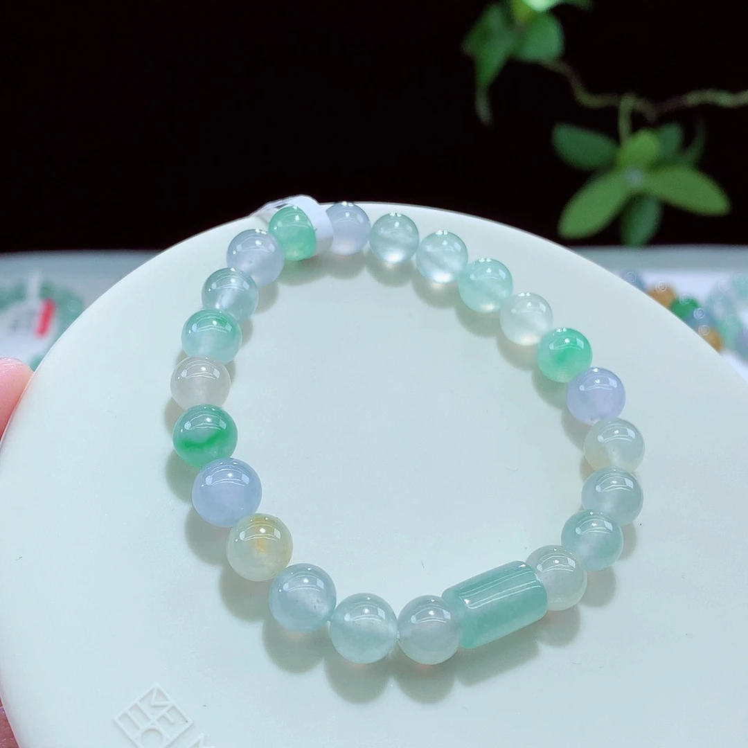未镶嵌手链翡翠梦幻马卡龙卡7.5-8.2mm