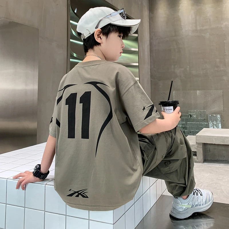 儿童装男童夏装套装2025新款洋气中大童男孩夏季运动短袖长裤薄款