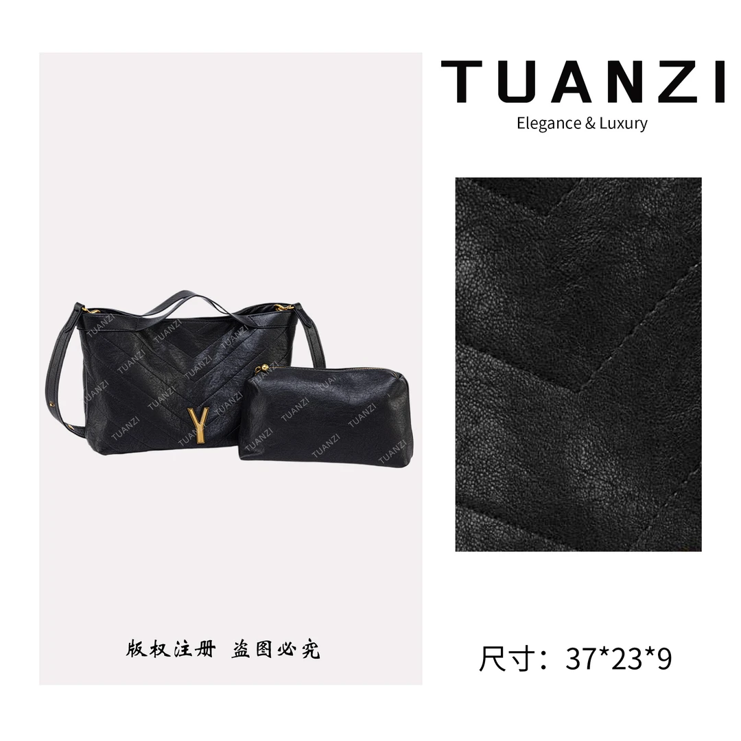 TUANZI『高端玩家』秋冬新款原创设计手提托特包 QYX-98087-黑色